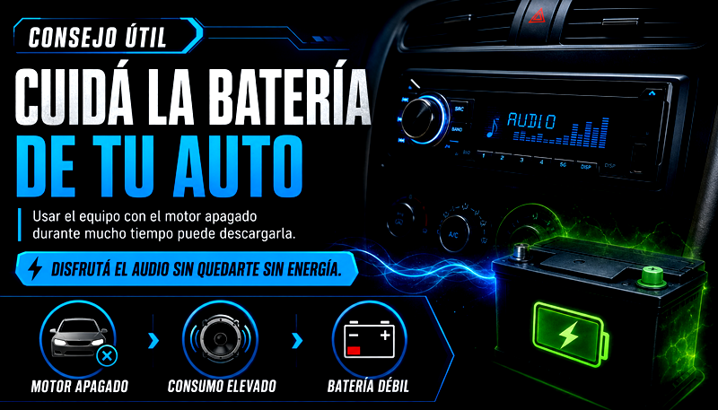 Consejo para cuidar la batería al utilizar el autoradio